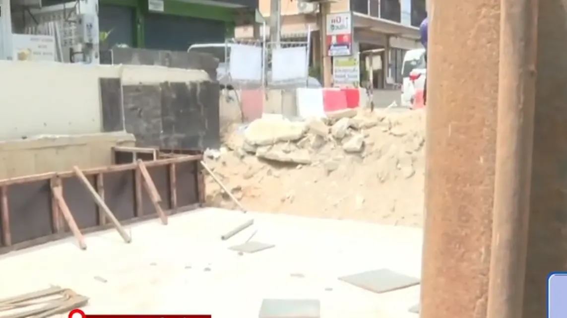 Drainage Construction site on Bangrak road, Koh Samui
