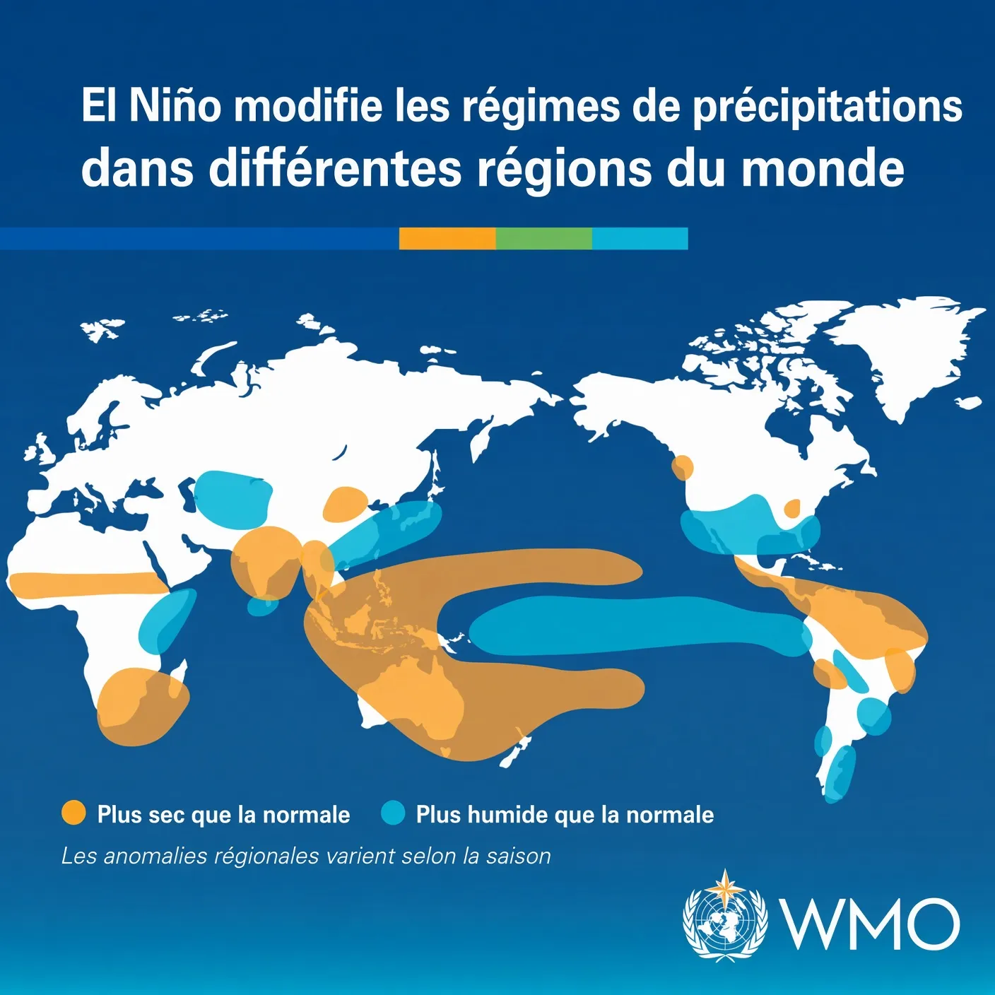 Infographie WMO : El Niño modifie les régimes de précipitations