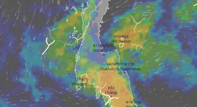 Stormy weather over Phuket and Koh Samui